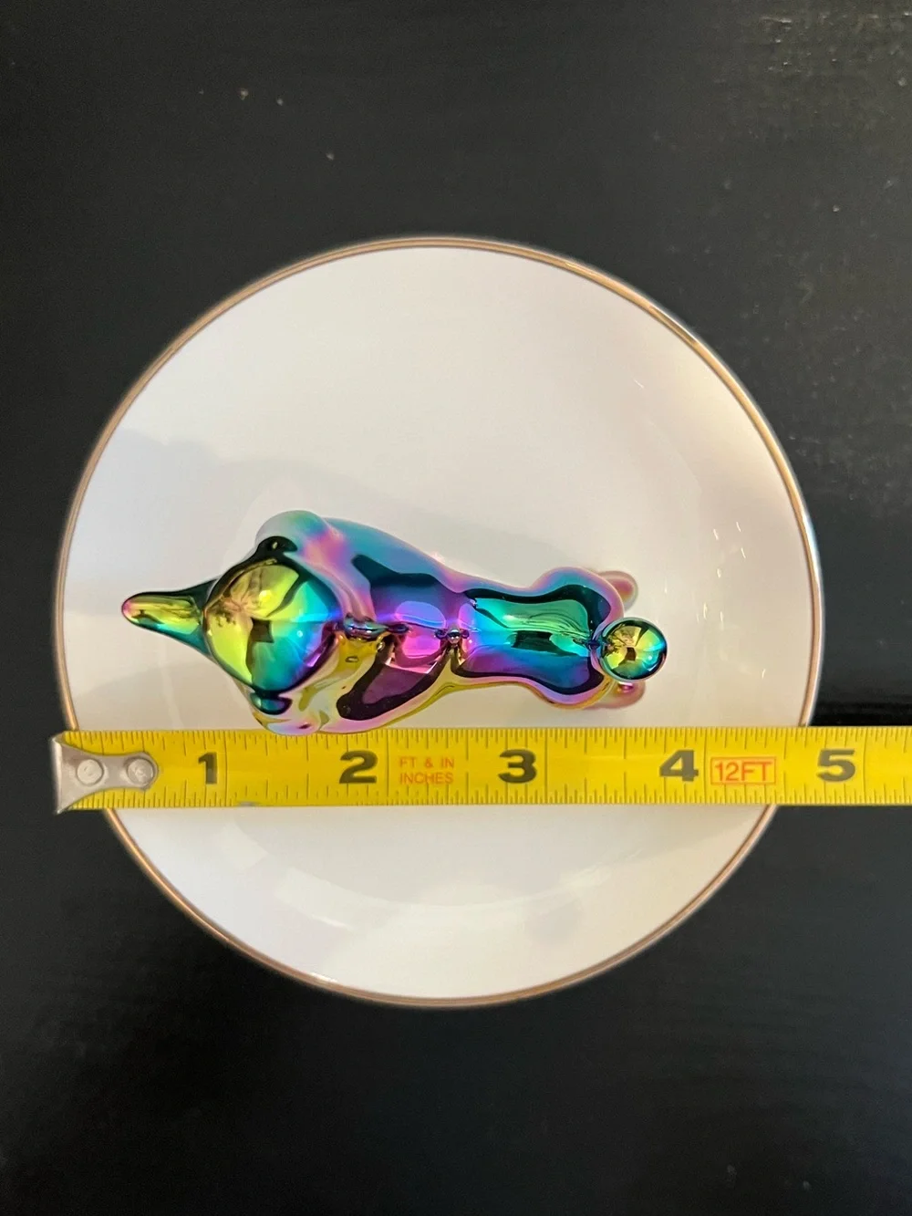 Rainbow Poodle Dog Ring Holder Trinket Jewelry Dish.